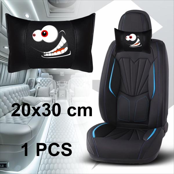 Auto Nackenkissen 20x30cm Nackenpolster Leder Schwarz mit Druck Design